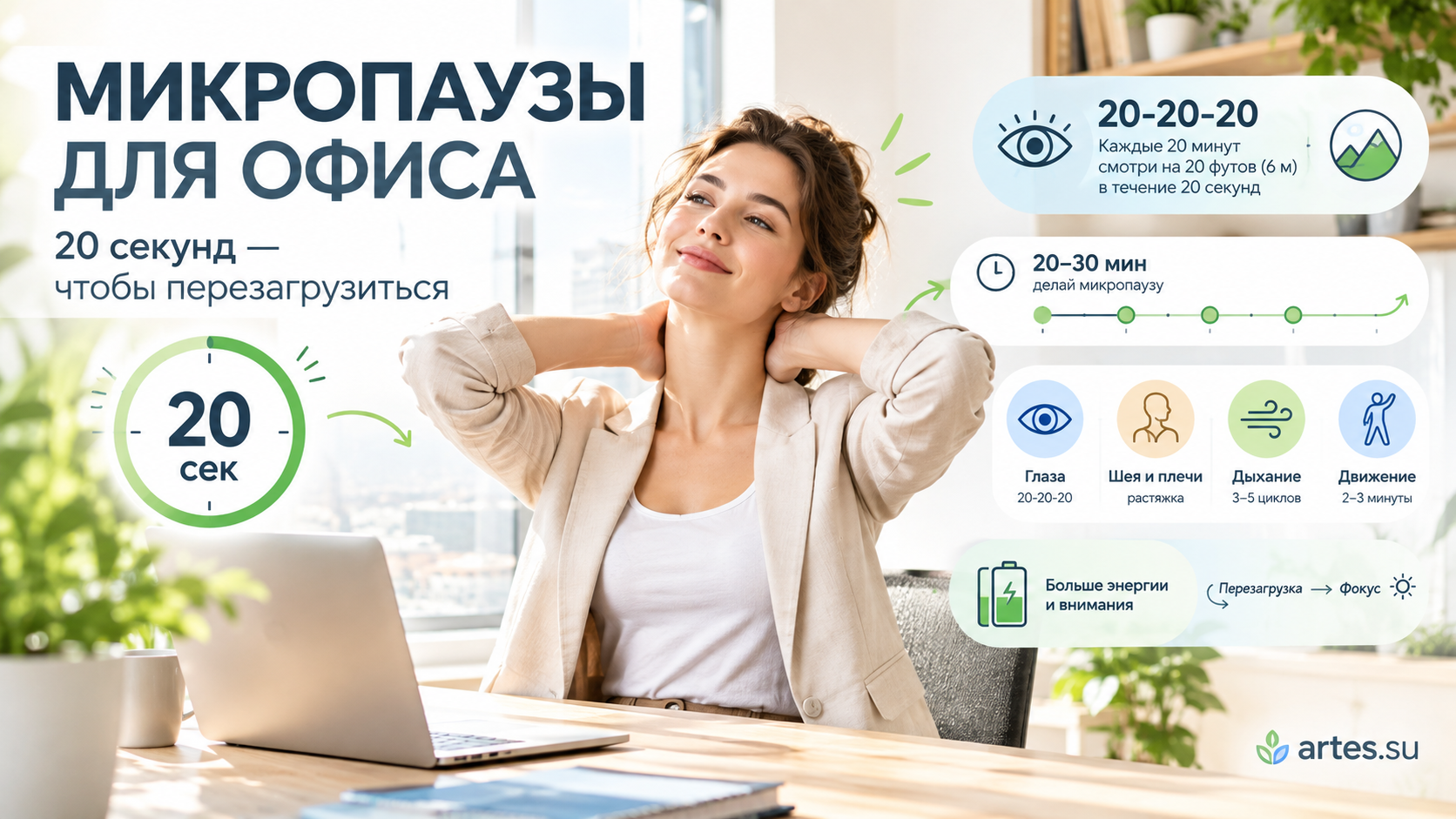 Микропаузы для офиса: 20 секунд перезагрузки