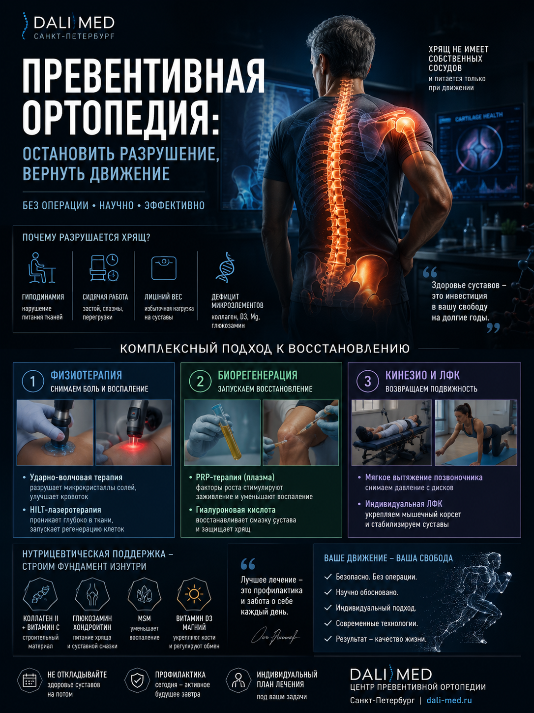 Консультация врача-ортопеда по лечению позвоночника и суставов в клинике Дали Мед