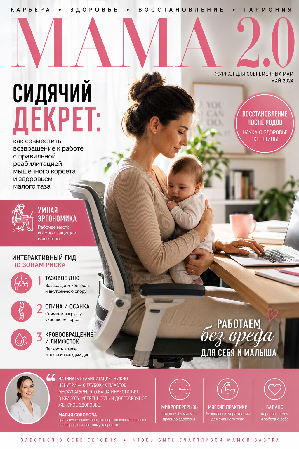 Восстановление после родов и сидячая работа в офисе: гайд